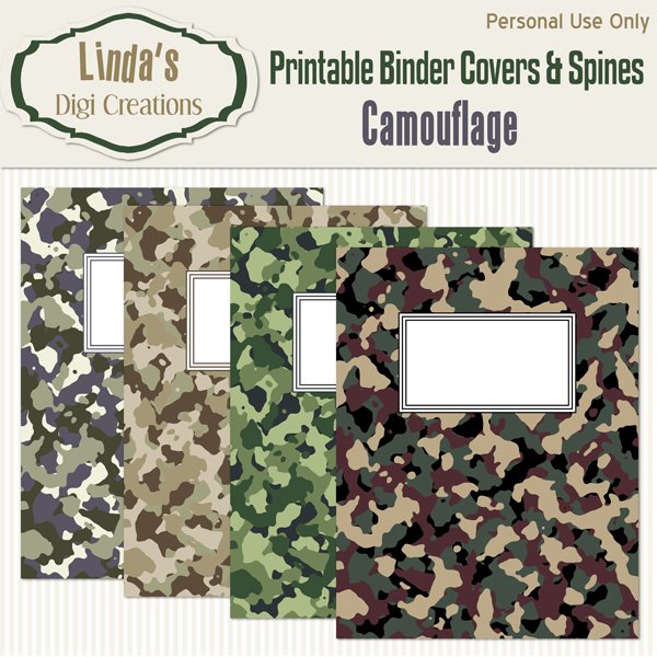 Printable Binder Covers &amp; Spines_Camouflage