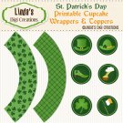 St. Patrick's Day Printable Cupcake Wrappers & Toppers