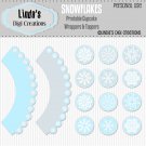 Snowflakes Printable Cupcake Wrappers & Toppers
