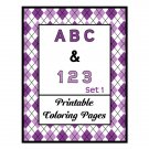 ABC & 123 Printable Coloring Pages_Set 1