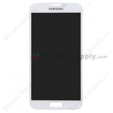 OEM Samsung Galaxy S5 SM-G900 LCD Screen and Digitizer Assembly - White - With Samsung Logo Only