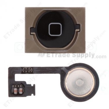OEM Apple iPhone 4S Home Button with Flex Cable Ribbon - Black - A Grade