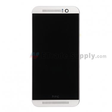 OEM HTC One M9 LCD Screen and Digitizer Assembly with Frame - Silver - HTC Logo
