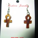 Wooden Ankh Earrings