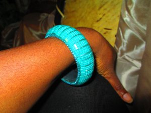 Turquoise colored glass bracelet