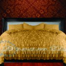 1000-TC Egyptian Cotton Full/Queen Ruffle Duvet Covers Set Gold