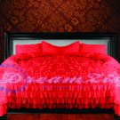 1000-TC Egyptian Cotton Full/Queen Ruffle Duvet Covers Set Red
