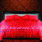 1000-TC Egyptian Cotton Full/Queen Ruffle Duvet Covers Set Red
