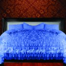 1000-TC Egyptian Cotton Full/Queen Egyptian Blue Ruffle Duvet Covers Set