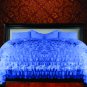 1000-TC Egyptian Cotton Full/Queen Egyptian Blue Ruffle Duvet Covers Set