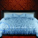 1000-TC Egyptian Cotton King/Cal King Sky Blue Ruffle Duvet Covers Set