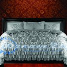 1000-TC Egyptian Cotton King/Cal King Silver Ruffle Duvet Covers Set