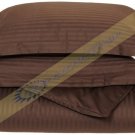1000-TC Egyptian Cotton King/Cal King Chocolate Red Stripe Duvet Covers Set