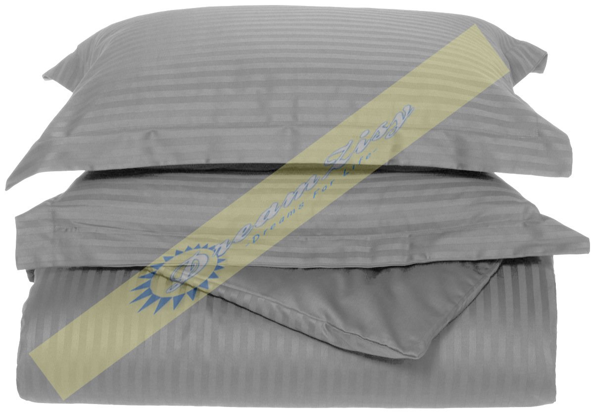 1000 Tc Egyptian Cotton Twintwin Xl Silver Stripe Duvet Covers Set