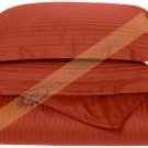 1000-TC Egyptian Cotton Twin/Twin XL Brick Red Stripe Duvet Covers Set