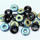 50 8x2.5mm Czech Glass Donut Beads: Jet AB