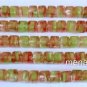 50 5x5mm Czech Gl.Cube:Hurr.Gl.-Cryst./Salm./Silk Green