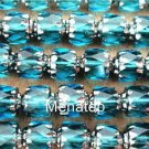 25 6mm Czech Antiq. Style Octagonal: Silver-Aquamarine