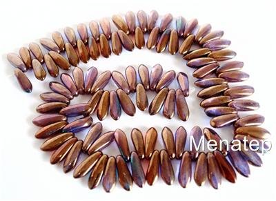50 3x11mm Czech Glass Dagger Beads: Bronze Illusion - Vega Mix