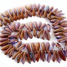 50 3x11mm Czech Glass Dagger Beads: Bronze Illusion - Vega Mix