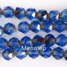 25 6mm Czech Glass Firepolish Renaissance Style Beads: Sapphire - Picasso