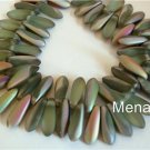 50 3x10mm Czech Glass Daggers: Matte - Peridot Vitral