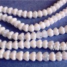 50 6mm Czech Glass Baby Bell Flowers: Luster Iris - Oraque White