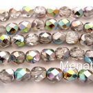 50 4mm Czech Glass Firepolish Beads: Vitrail - Crystal