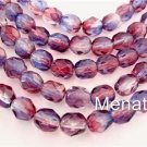 25 6mm Czech Gl. Beads: Dual Coated - Tanzanite/Fuschia