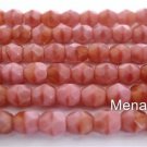 50 4mm Czech Glass Beads: Coral Pink/Brown