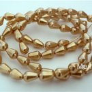 50 6/4mm Czech Glass Pearl Coated Drops: Gold