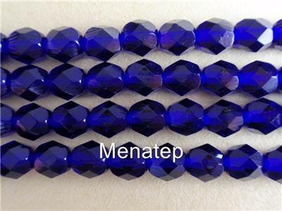 25 6mm Czech Firepolish Beads -- Cobalt
