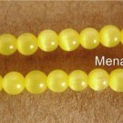 25 8mm Fiber Optic Cats Eye Beads -- Yellow