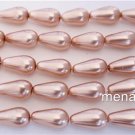 10 15x8mm Czech Glass Pearl Coated Drops: Pink Rose