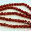 25 6mm Czech Glass Firepolish Beads: Chestnut Coral