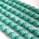 25 6mm Czech Glass Fp. Beads: Oraque - Turquoise