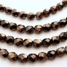 25 6mm Czech Glass Firepolish Beads: Metallic Gold/Topaz