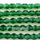 25 6mm Czech Firepolish Beads -- Green Emerald