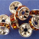 1 6mm Swarovski Rondelle -- Silver Plated/Topaz