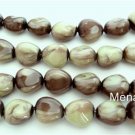 12 11 x 9 mm Czech Glass Nugget Beads: Pearl Coated - Marbled Green