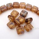 25 6x6x3mm CzechMates Two Hole Tile Beads: Picasso - Crystal
