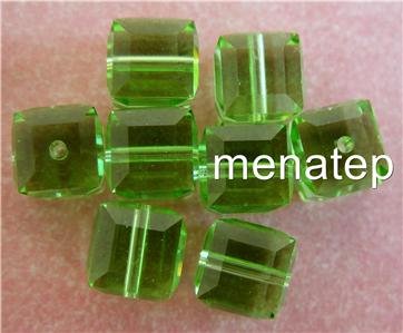 1 6mm Swarovski 5601 Crystal Cube -- Peridot