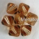 8 4mm Swarovski 5301 Crystal Bicones-- Lt. Smoked Topaz