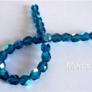 25 6mm Czech Glass Firepolish Beads: Dark Teal AB