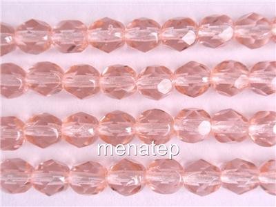25 6mm Czech Firepolish Beads -- Rosaline