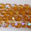25 6mm Czech Firepolish Beads -- Medium Topaz AB