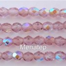 25 6mm Czech Firepolish Beads -- Lt. Amethyst AB