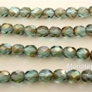 25 6mm Czech Glass Firepolish Beads: Aquamarine - Celsian