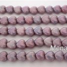 50 6x6mm Heart Beads: Luster - Oraque Amethyst