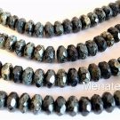 25 5x7mm Czech Gemstone Donuts: Jet - Picasso Full